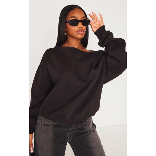 Shape Black Sweat Raw Edge Slouch Sweatshirt Shape Black Sweat Raw Edge Slouch Sweatshirt