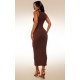 Dark Taupe Lined Mesh Asymmetrical Knotted Midaxi Dress Dark Taupe Lined Mesh Asymmetrical Knotted Midaxi Dress