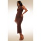 Dark Taupe Lined Mesh Asymmetrical Knotted Midaxi Dress Dark Taupe Lined Mesh Asymmetrical Knotted Midaxi Dress
