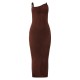 Dark Taupe Lined Mesh Asymmetrical Knotted Midaxi Dress Dark Taupe Lined Mesh Asymmetrical Knotted Midaxi Dress