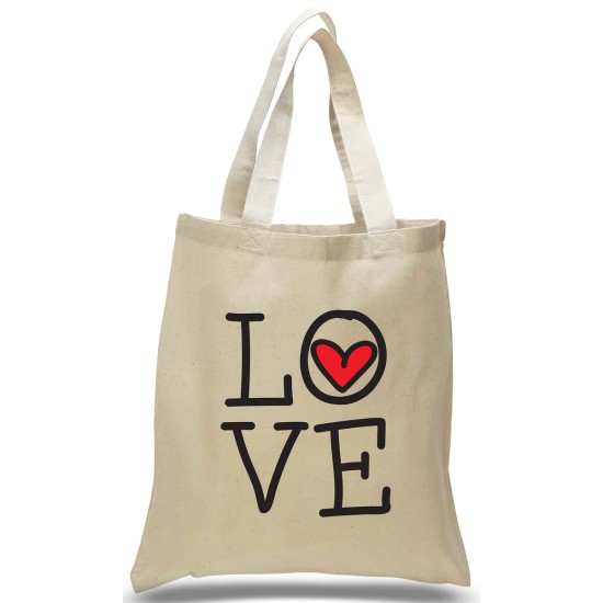 LOVE Printed with Heart on Canvas Tote LOVE Printed with Heart on Canvas Tote