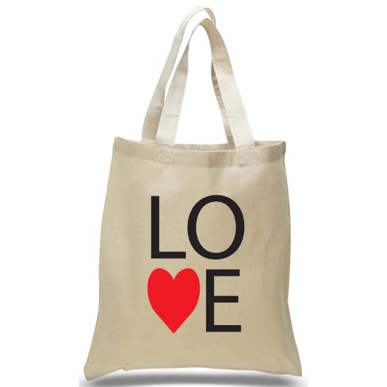 LOVE Printed with Heart on Canvas Tote LOVE Printed with Heart on Canvas Tote