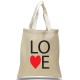 LOVE Printed with Heart on Canvas Tote LOVE Printed with Heart on Canvas Tote