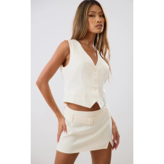 Cream Woven Tailored Boxy Vest Cream Woven Tailored Boxy Vest