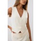 Cream Woven Tailored Boxy Vest Cream Woven Tailored Boxy Vest