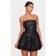 Black Sequin Bandeau Mini Puffball Dress Black Sequin Bandeau Mini Puffball Dress