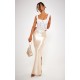 Champagne Stretch Satin Split Side Maxi Skirt Champagne Stretch Satin Split Side Maxi Skirt