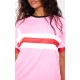Pink Oversized Stripe Detail Football T-shirt Pink Oversized Stripe Detail Football T-shirt