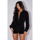 Black Sequin Shirt Romper Black Sequin Shirt Romper