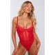 Red Floral Scalloped Edge Lace Cut Out Bodysuit Red Floral Scalloped Edge Lace Cut Out Bodysuit
