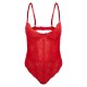 Red Floral Scalloped Edge Lace Cut Out Bodysuit Red Floral Scalloped Edge Lace Cut Out Bodysuit