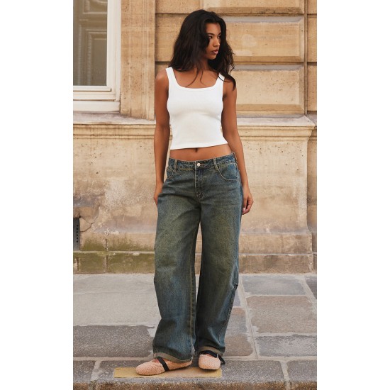 Vintage Turn Up Hem Barrel Style Jeans Vintage Turn Up Hem Barrel Style Jeans
