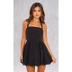 Black Buckle Detail Halterneck Puffball Mini Dress Black Buckle Detail Halterneck Puffball Mini Dress