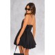 Black Buckle Detail Halterneck Puffball Mini Dress Black Buckle Detail Halterneck Puffball Mini Dress