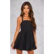 Black Buckle Detail Halterneck Puffball Mini Dress Black Buckle Detail Halterneck Puffball Mini Dress