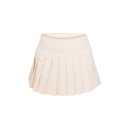 Cream Pleated Micro Mini Skirt Cream Pleated Micro Mini Skirt