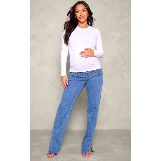 Maternity White Long Sleeve Basic Fitted Top Maternity White Long Sleeve Basic Fitted Top
