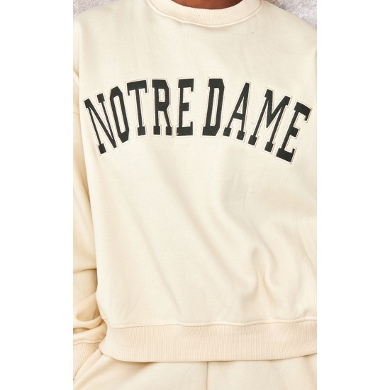 Tall Cream Notre Dame Oversized Sweatshirt Tall Cream Notre Dame Oversized Sweatshirt