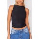 Black Boatneck Slinky Sleeveless Long Top Black Boatneck Slinky Sleeveless Long Top