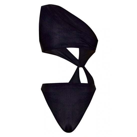 Black Loop One Shoulder Swimsuit Black Loop One Shoulder Swimsuit