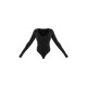 Basic Black Cotton Blend Plunge Long Sleeve Bodysuit Basic Black Cotton Blend Plunge Long Sleeve Bodysuit