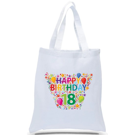Happy 18th Birthday Canvas Tote Bag Happy 18th Birthday Canvas Tote Bag