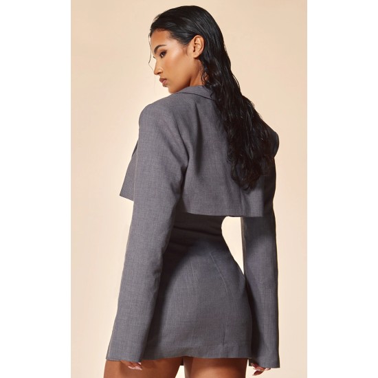 PLT Label Charcoal Tie Side Detail Blazer Dress PLT Label Charcoal Tie Side Detail Blazer Dress