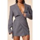 PLT Label Charcoal Tie Side Detail Blazer Dress PLT Label Charcoal Tie Side Detail Blazer Dress