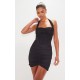 Black Mesh Extreme Ruched Corset Halter Bodycon Dress Black Mesh Extreme Ruched Corset Halter Bodycon Dress
