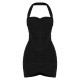Black Mesh Extreme Ruched Corset Halter Bodycon Dress Black Mesh Extreme Ruched Corset Halter Bodycon Dress