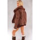 Chocolate Faux Suede PU Bonded Aviator Jacket Chocolate Faux Suede PU Bonded Aviator Jacket