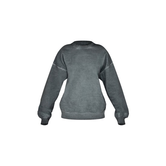 PRETTYLITTLETHING Washed Charcoal Premium Oversized Sweatshirt PRETTYLITTLETHING Washed Charcoal Premium Oversized Sweatshirt