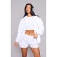 White Oversized Zip Up Plain Front Hoodie White Oversized Zip Up Plain Front Hoodie