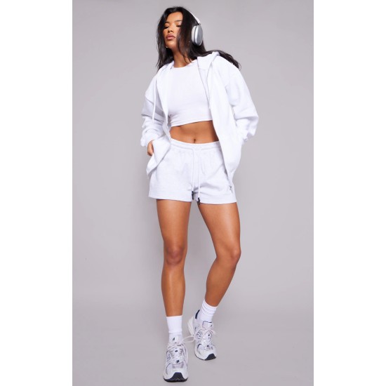 White Oversized Zip Up Plain Front Hoodie White Oversized Zip Up Plain Front Hoodie
