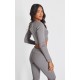 Charcoal Rib Scoop Neck Long Sleeve Crop Top Charcoal Rib Scoop Neck Long Sleeve Crop Top