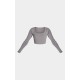 Charcoal Rib Scoop Neck Long Sleeve Crop Top Charcoal Rib Scoop Neck Long Sleeve Crop Top