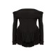 Black Slinky Long Sleeve Bardot Rara Skort Romper Black Slinky Long Sleeve Bardot Rara Skort Romper