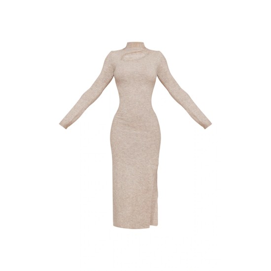 Mocha Luxe Knit Cut Out Maxi Dress Mocha Luxe Knit Cut Out Maxi Dress