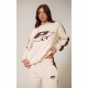 PRETTYLITTLETHING Cream Embroidered Contrast Panel Oversized Sweatshirt PRETTYLITTLETHING Cream Embroidered Contrast Panel Oversized Sweatshirt