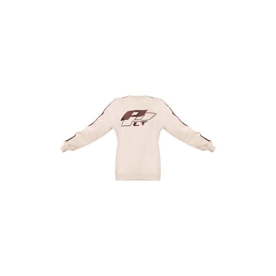 PRETTYLITTLETHING Cream Embroidered Contrast Panel Oversized Sweatshirt PRETTYLITTLETHING Cream Embroidered Contrast Panel Oversized Sweatshirt