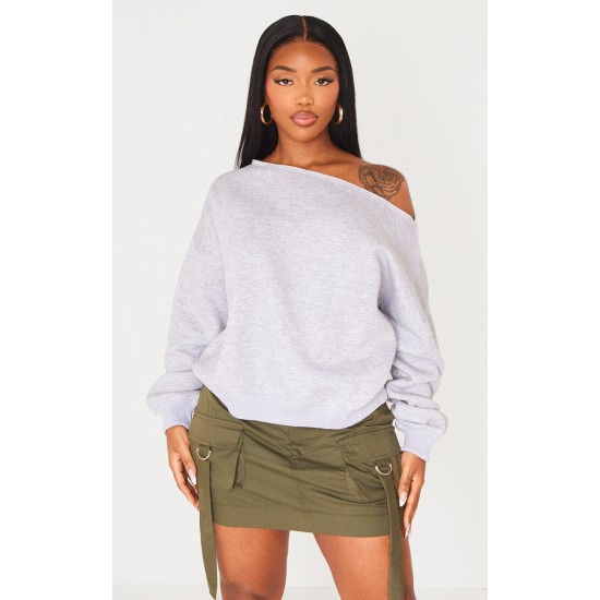 Shape Grey Marl Sweat Raw Edge Slouch Sweatshirt Shape Grey Marl Sweat Raw Edge Slouch Sweatshirt