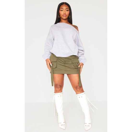 Shape Grey Marl Sweat Raw Edge Slouch Sweatshirt Shape Grey Marl Sweat Raw Edge Slouch Sweatshirt