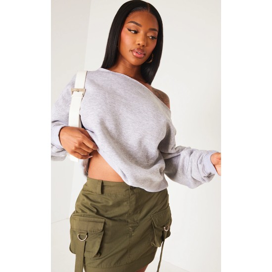 Shape Grey Marl Sweat Raw Edge Slouch Sweatshirt Shape Grey Marl Sweat Raw Edge Slouch Sweatshirt