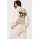 PRETTYLITTLETHING Cream Contrast Logo Badge Oversized Zip Through Hoodie PRETTYLITTLETHING Cream Contrast Logo Badge Oversized Zip Through Hoodie