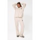 PRETTYLITTLETHING Cream Contrast Logo Badge Oversized Zip Through Hoodie PRETTYLITTLETHING Cream Contrast Logo Badge Oversized Zip Through Hoodie