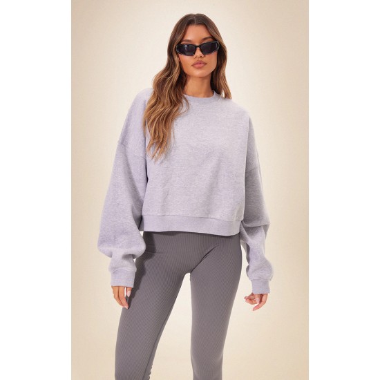 Grey Marl Oversized Boxy Sweatshirt Grey Marl Oversized Boxy Sweatshirt