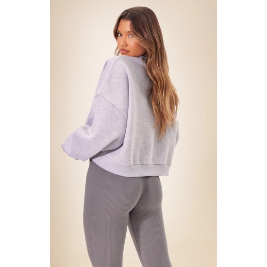 Grey Marl Oversized Boxy Sweatshirt Grey Marl Oversized Boxy Sweatshirt