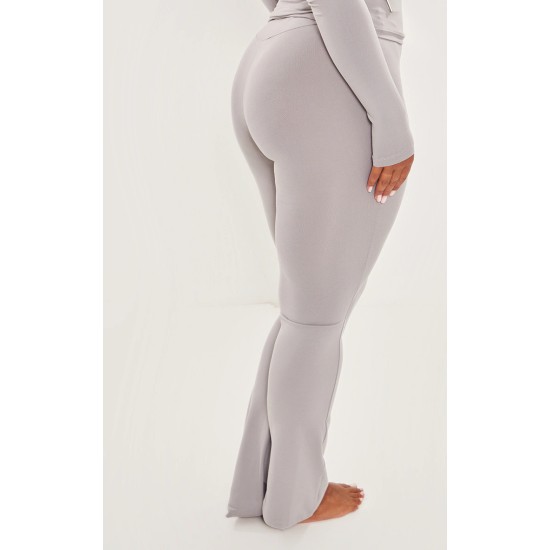 Shape Grey Sculpted Foldover Waist Flare Pants Shape Grey Sculpted Foldover Waist Flare Pants