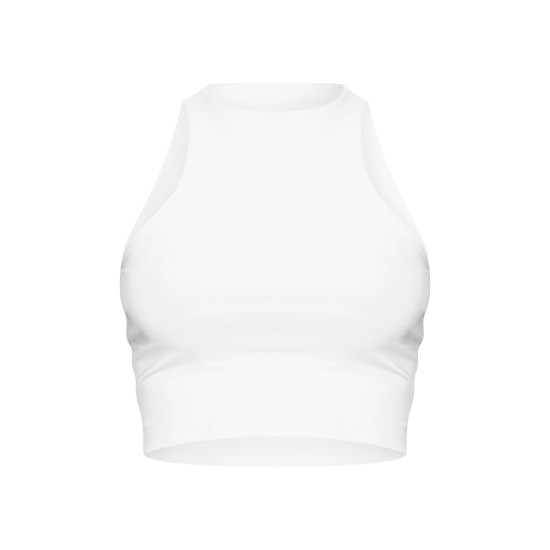 White Slinky Racer Crop Top White Slinky Racer Crop Top