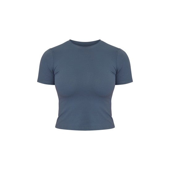 Midnight Blue Sculpt Longline Short Sleeve Gym Top Midnight Blue Sculpt Longline Short Sleeve Gym Top
